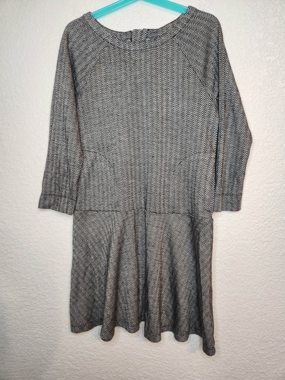 Gap kids drop-waist dress black and white herringbone youth size M 8